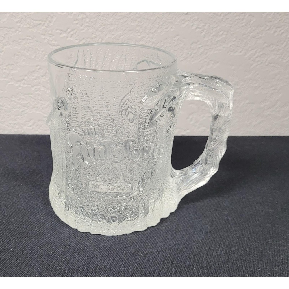 1993 McDonald's Flintstones "TreeMendous" Clear Glass Mug